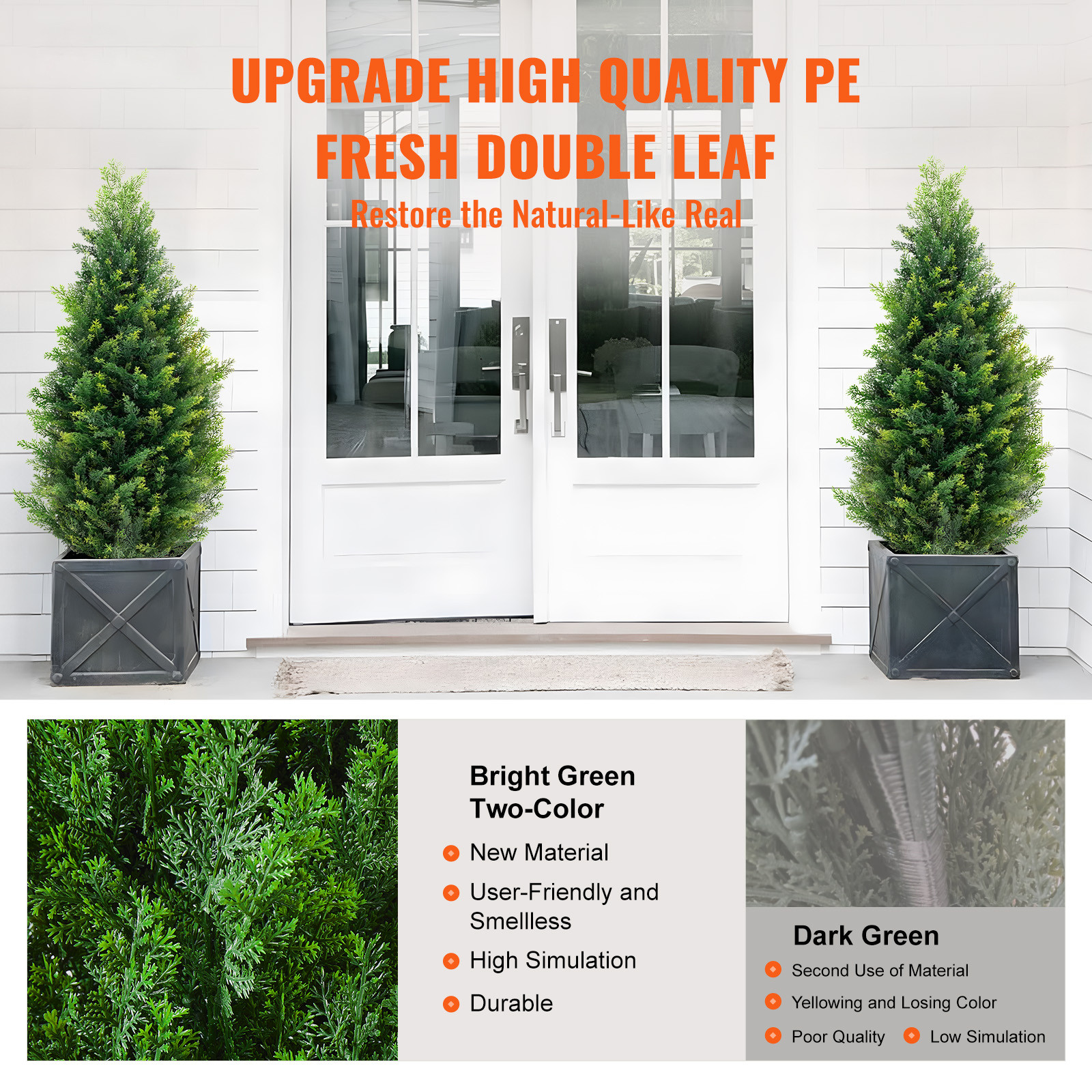 VEVOR 2 Pack 3′ Artificial Cedar Topiary Tree Faux Plant UV Decor In/Outdoor