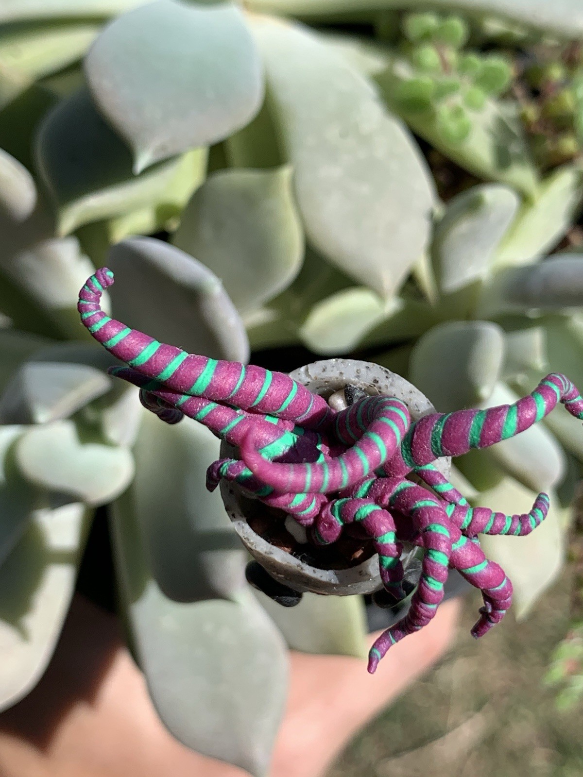 Handmade One Of A Kind Polymer Clay Plant Stick “Pothead” Plant Deco
