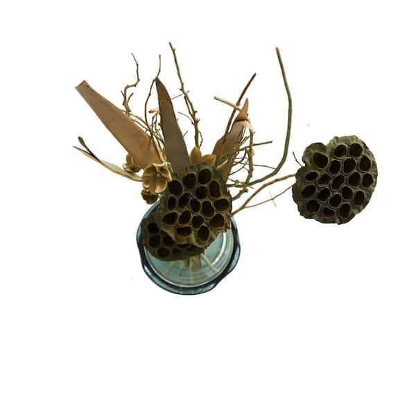 Litton Lane Tall Bouquet Lotus Flower Natural Foliage w/Grass and Branch Accents