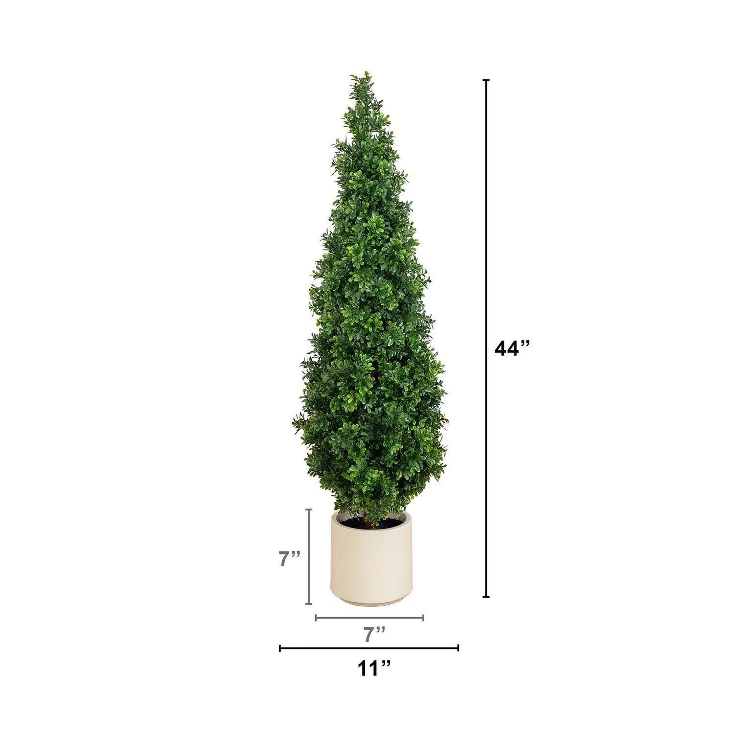 44″ UV Resistant Artificial Boxwood Topiary Cone Tree Indoor/Outdoor