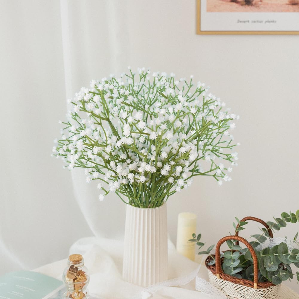 White Artificial Baby’s Breath 6 PCS Real Touch Gypsophila Flower Bouquets