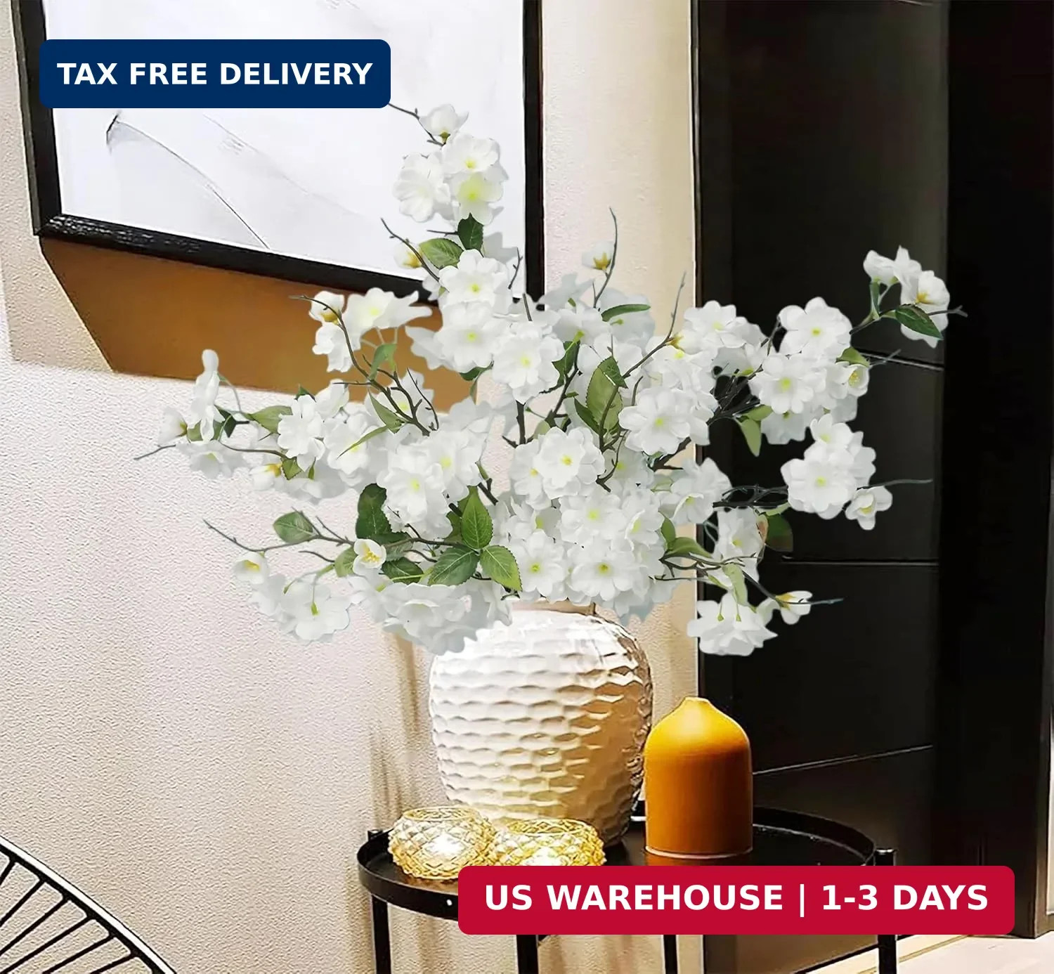 2pcs Artificial Cherry Blossom Flower Bulk Plum White Silk Peach Flowers Cherry