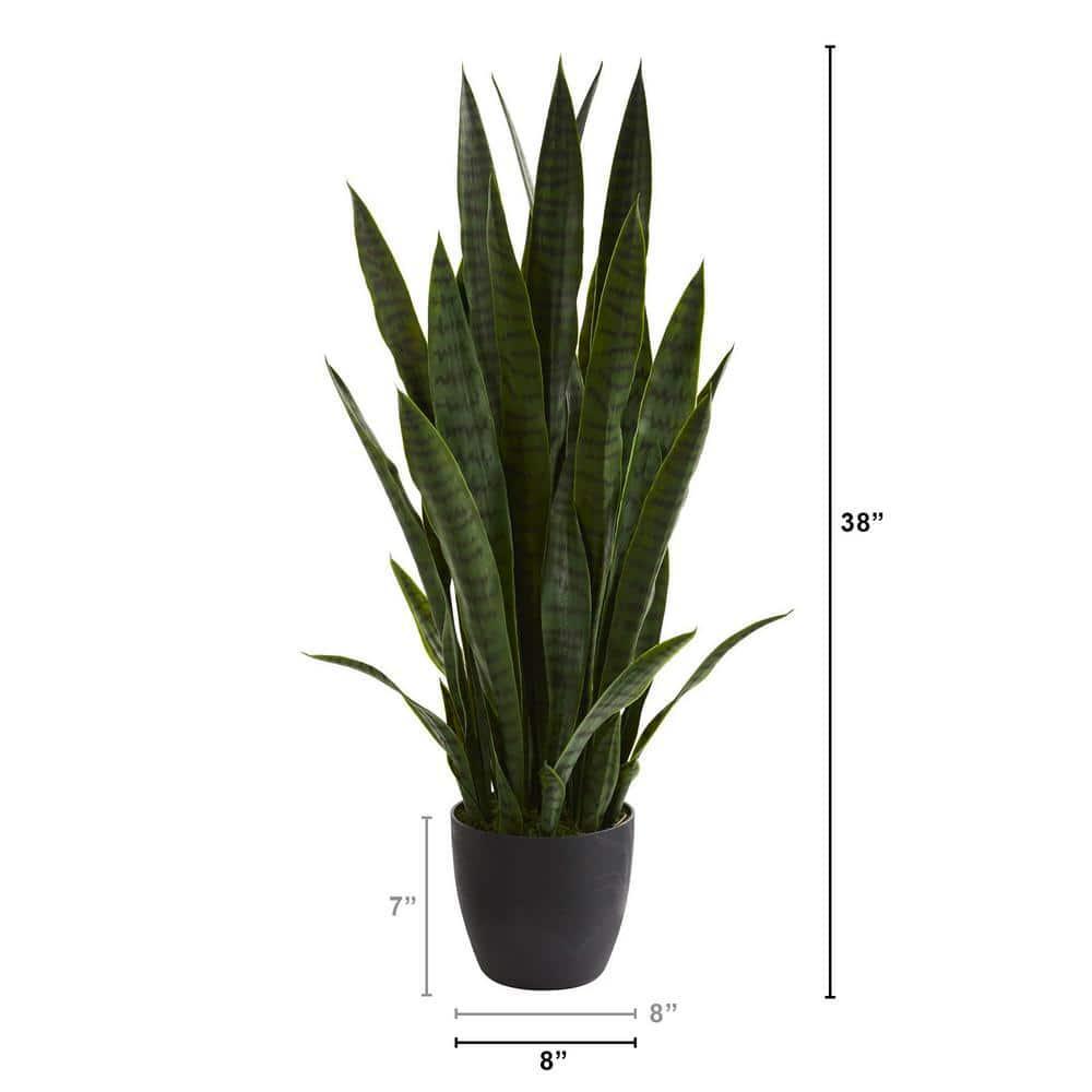 Nearly Natural Artificial Snake Plant 38″ Sansevieria Indoor Dark Green Stripes