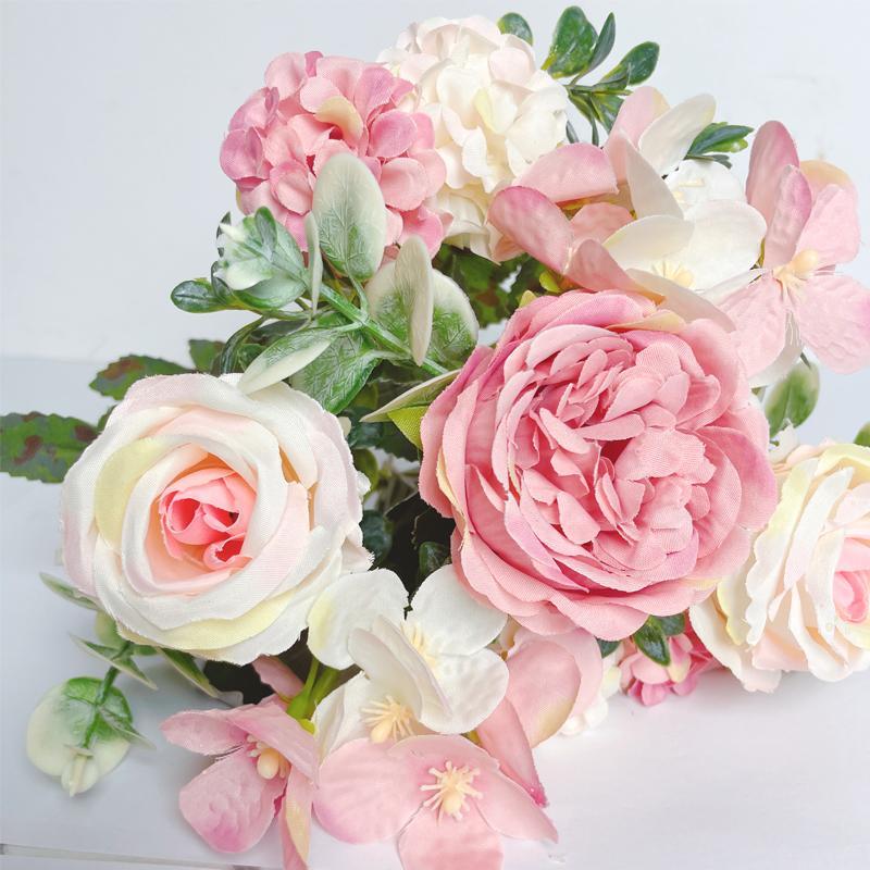 7-head Silk Peony Rose & Hydrangea Bouquet – Elegant Decor for Home & Events