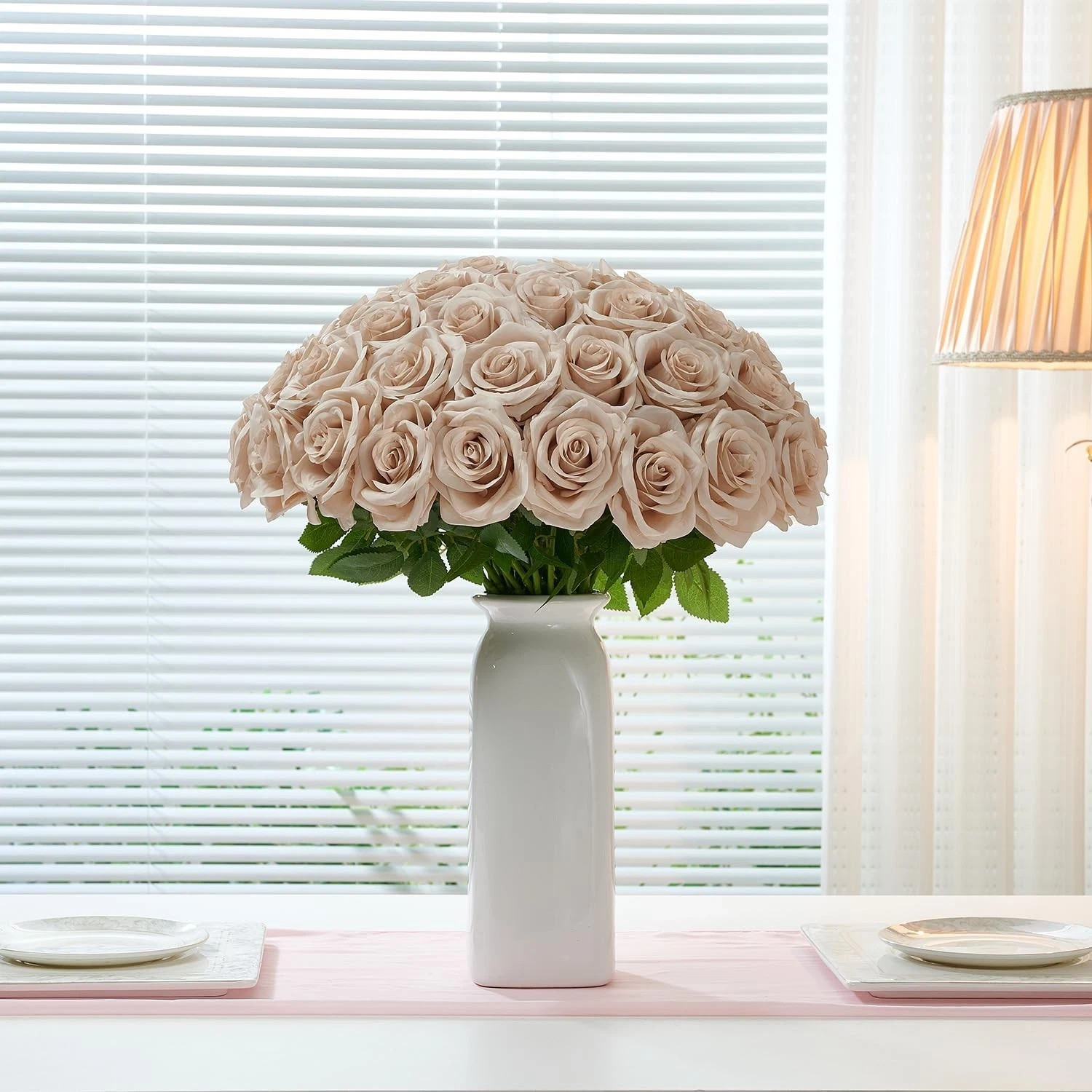 50Pcs Nude Roses Artificial Flowers Artificial Silk Roses Bulk,Fake Roses Flo…