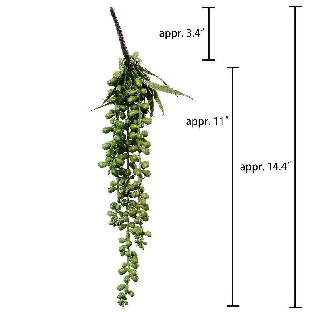 4-Pcs 13.4 In. Dark Green Indoor Artificial Succulent Picks W/ Trailing Stems fo