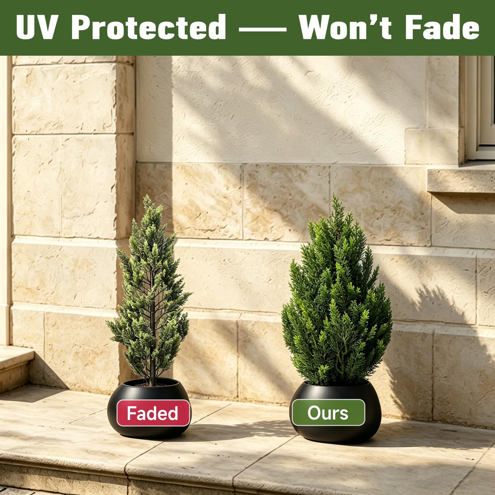 Set of 2 Artificial Topiary Cedar Trees 2FT, Small Faux Potted Plants with We…