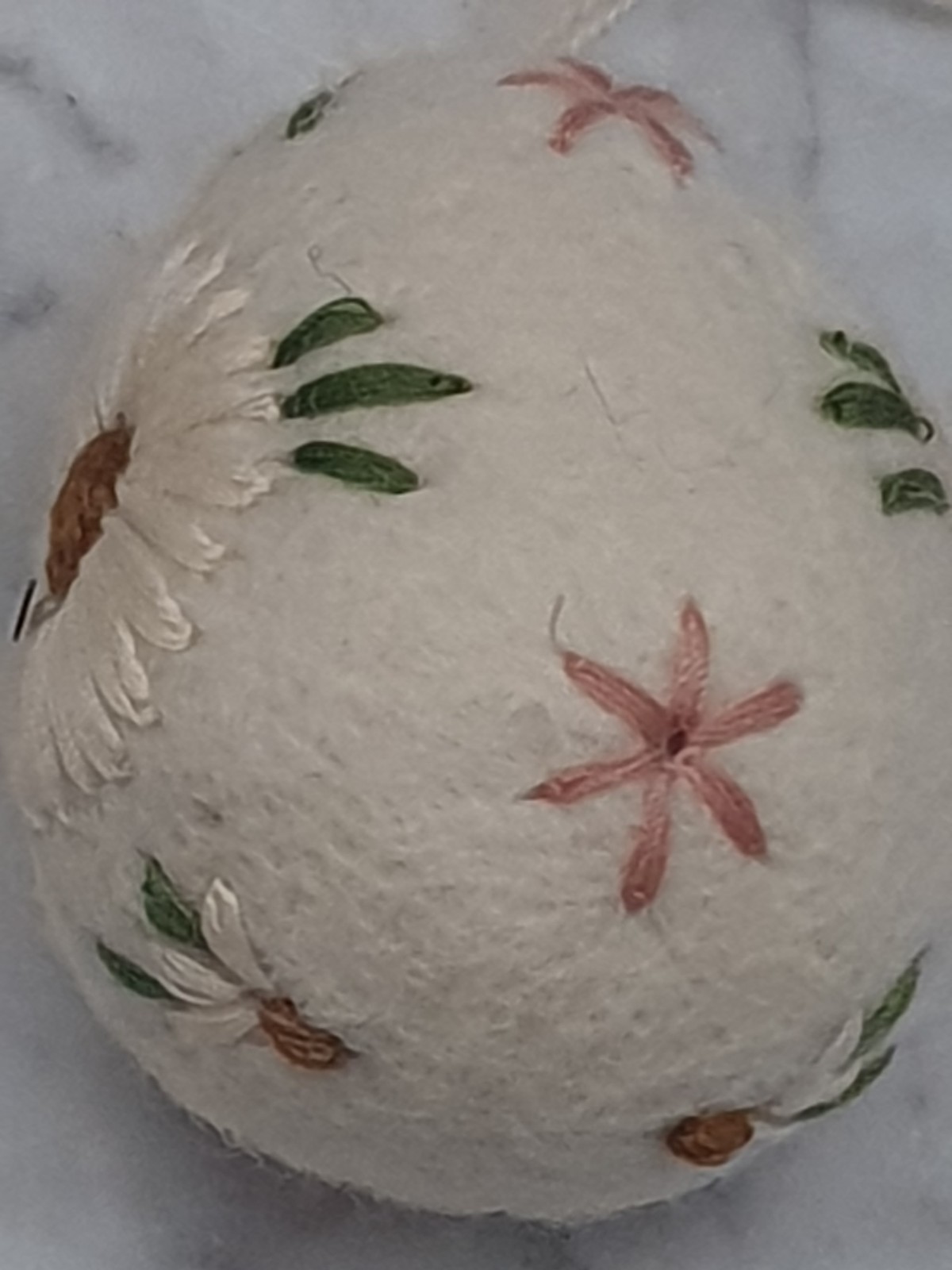 6 Cottage Core Farmhouse Chic Boiled Wool Eggs Embroidered Flowers Basket Decor