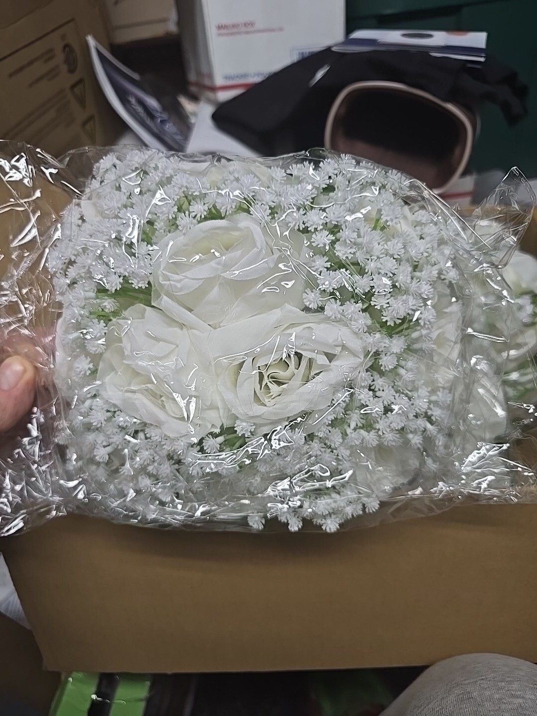 BLOSMON 10 Pcs White Silk and Plastic Rose Flower Balls Wedding Centerpieces