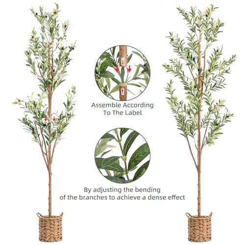 6ft Artificial Olive Tree with LED Fairy Lights, Tall Faux Potted 5ft 11in