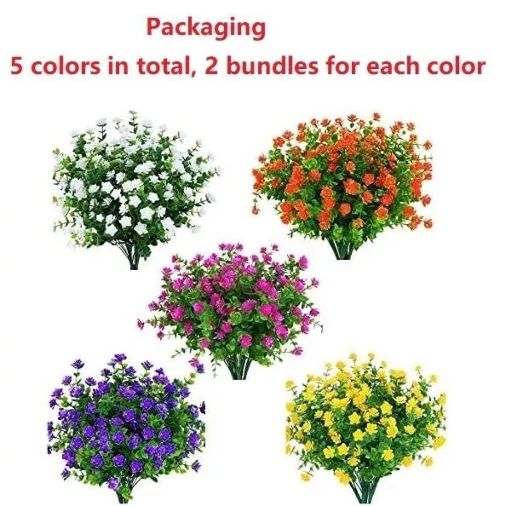 10Pcs Artificial Flowers Fake Eucalyptus Plant Outdoor Wedding Home Garden Decor