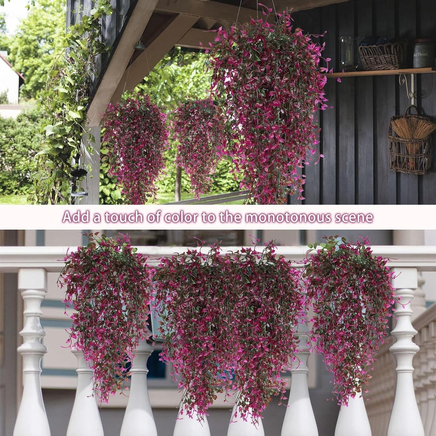 33-Inch Faux Eucalyptus Hanging Plants – 4pcs UV Resistant Indoor/Outdoor Decor