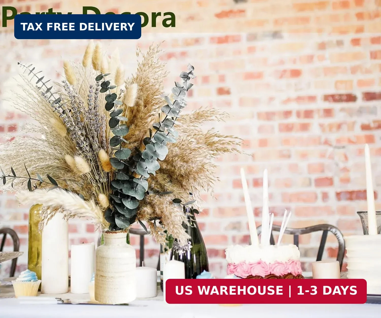 Green Pampas Grass Boho Bouquet – Exquisite Lavender and Eucalyptus Dried Flower