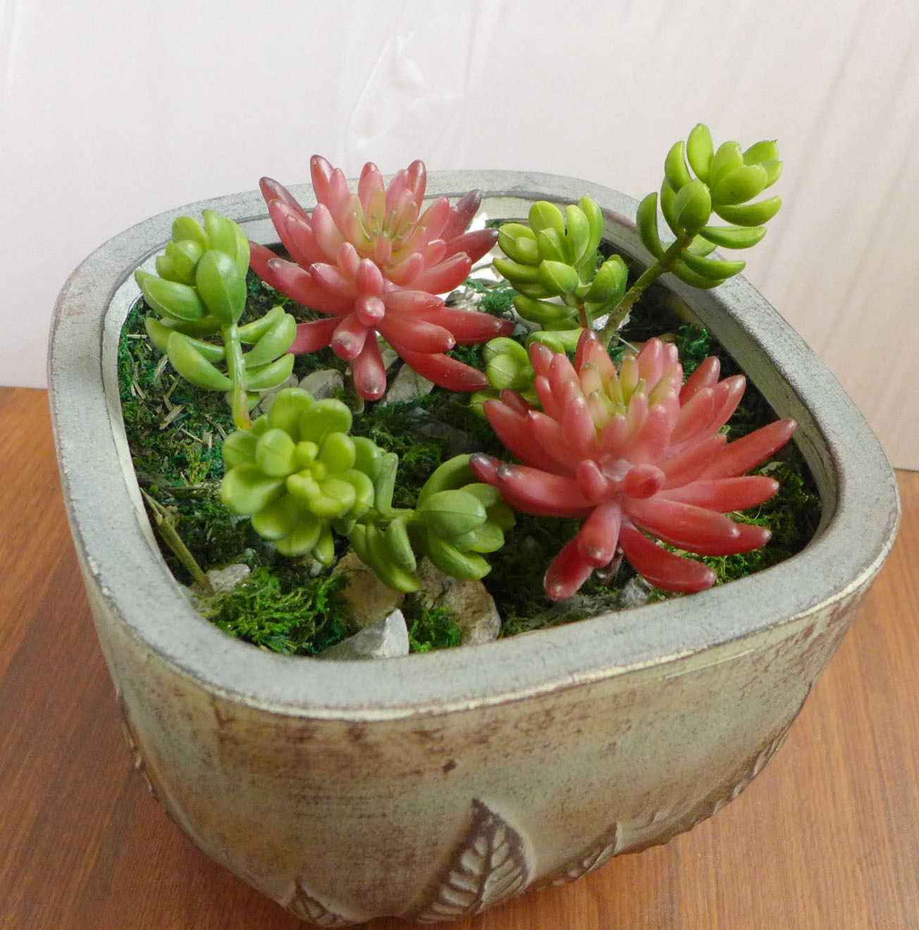 Artificial Succulents 3 Stem Yacon Red Fionger Lotus Grass