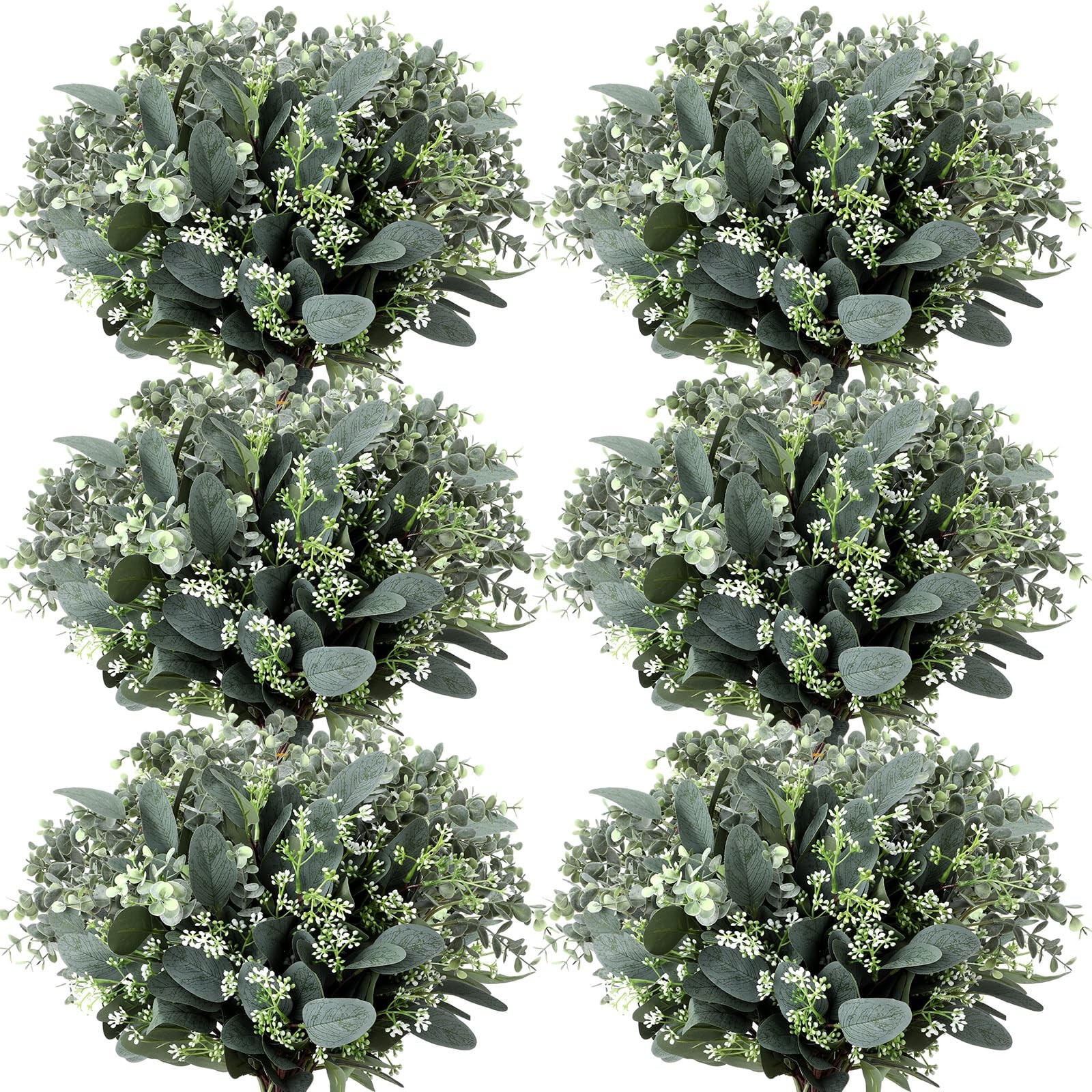 Mixed Eucalyptus Leaves Stems Bulk with White Seeds Artificial Silver Dollar …