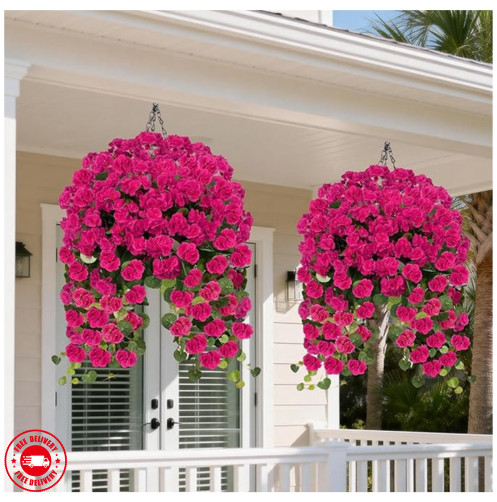 4 PCS Faux Geraniums Flowers for Outdoor Planters Artificial Hanging Flowers Spr