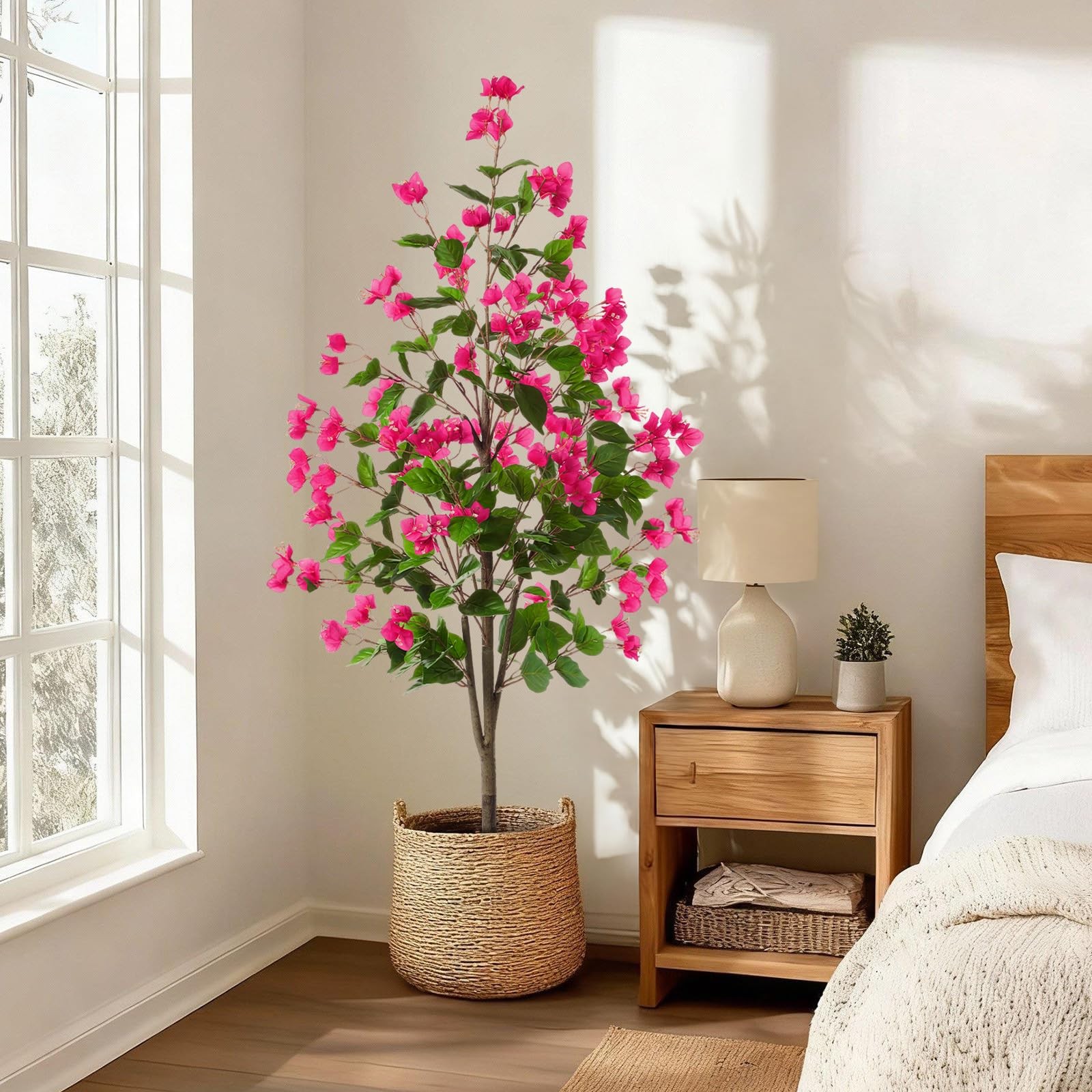 2 Pcs 5 FT Artificial Bougainvillea Trees Fake Bougainvillea Flowers Tree in …