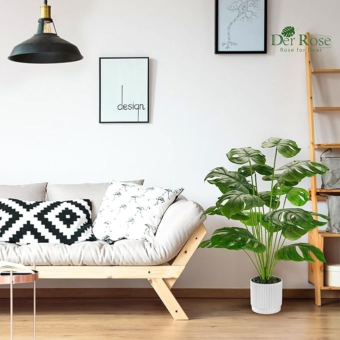 Der Rose 28″ Fake Plants Large Artificial Monstera Faux Potted Plants Indoor Tal