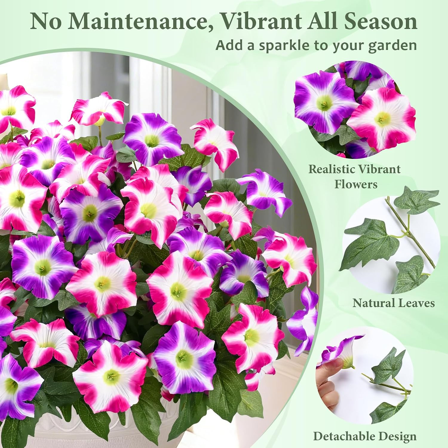 Artificial Flowers for Outdoors, 4 Bundles Realistic Fake Outdoor Flowers, UV Re