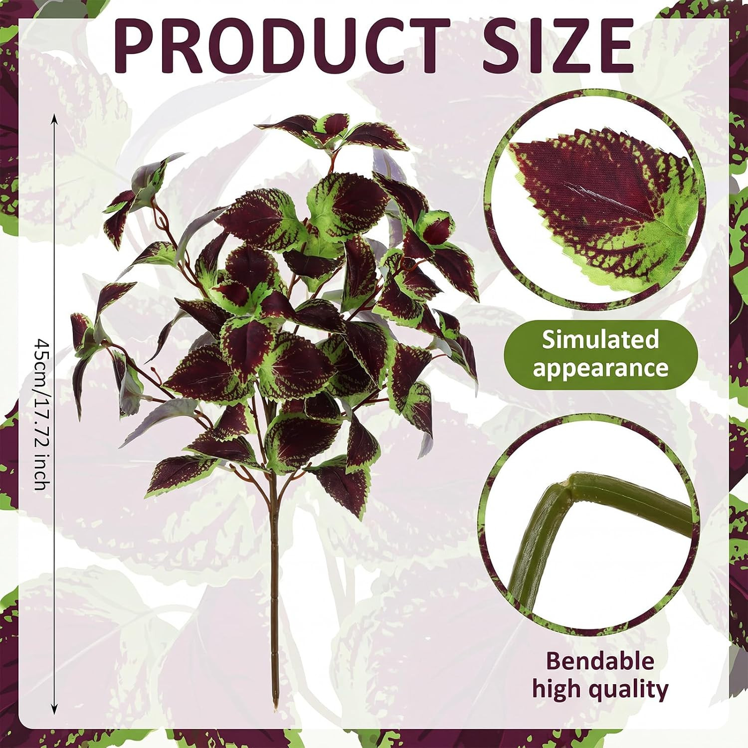 6 Pcs Realistic Faux Purple Coleus Bush for Indoor/Outdoor Decor