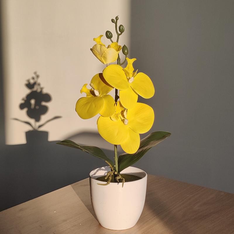 Artificial Orchid Bonsai Fake Potted Plant Home Office Wedding Decor