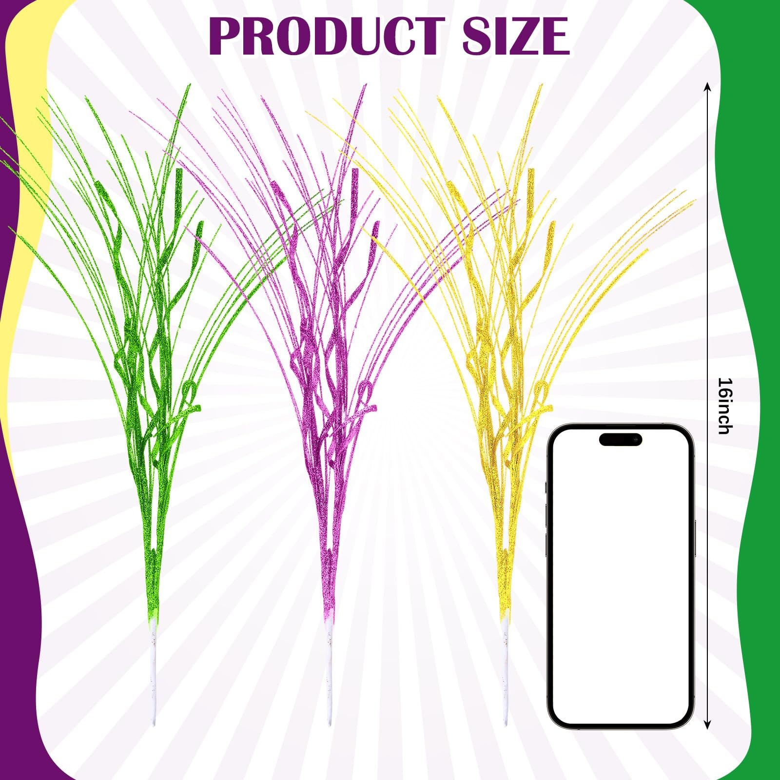 12 Pcs Mardi Gras Glitter Picks Mardi Gras Table Centerpiece Decoration 16” …