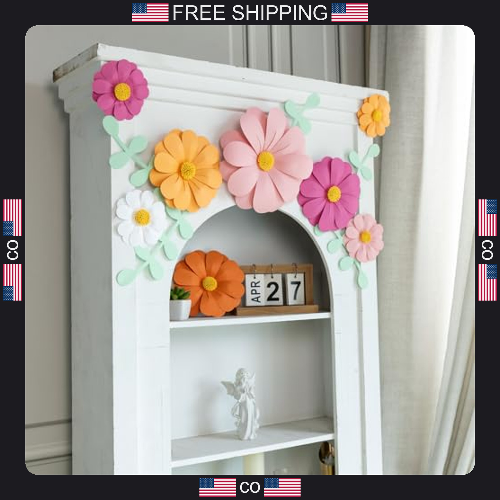 Set of 12 Handmade 3D Paper Flower Wall Decorations for Events