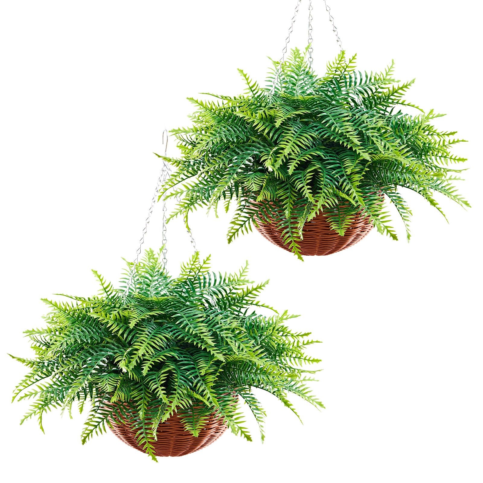 Boston Fern Fake Plants (2 Pc), Silk Fronds, Reinforced Steel Wire, 26in Tall