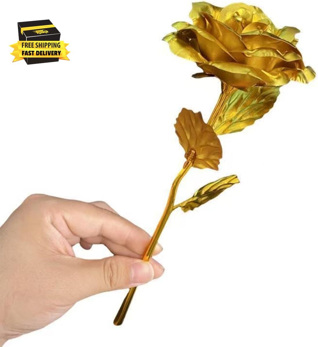 Gold Dipped Rose, Eternal Long Stem Golden Rose | Luxurious Romantic Gift for Wo