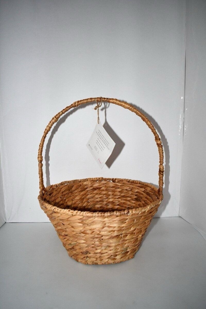 X2 UNIQUE N CADDY WOVEN BASKET WOOD HANDLE FARMHOUSE PICNIC