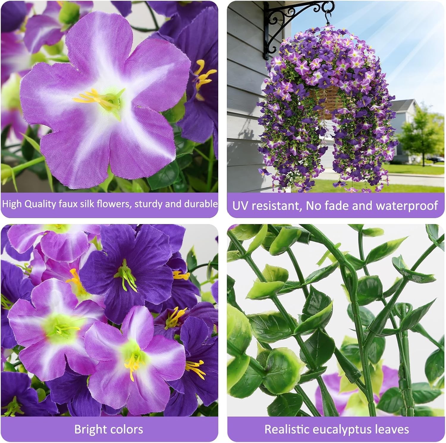 2 Pcs Lifelike Silk Hanging Flowers – Easy Arrange Outdoor & Indoor Decor
