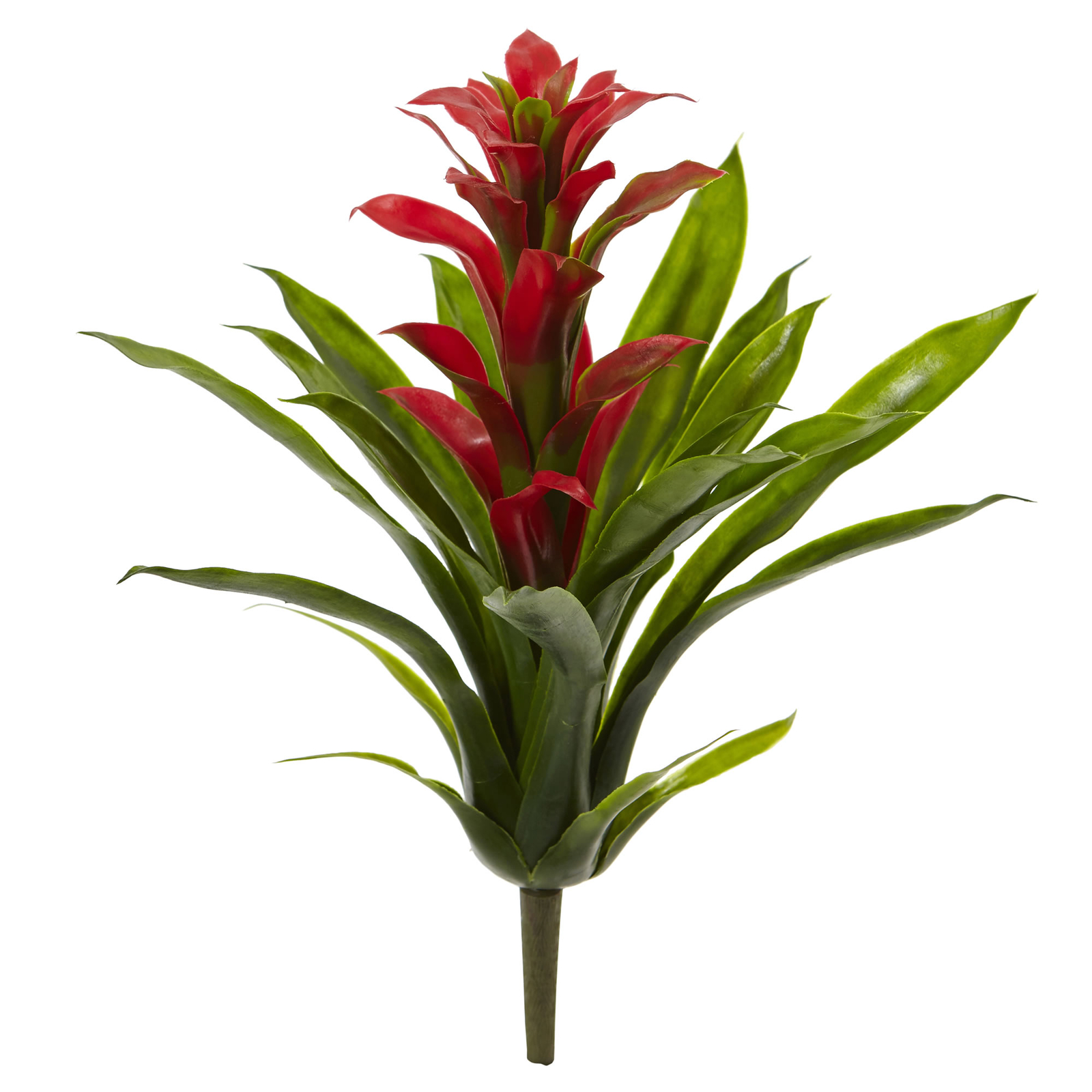 Nearly Natural 15” Bromeliad Artificial Red Flower w/ Green Leaves Set Of 4