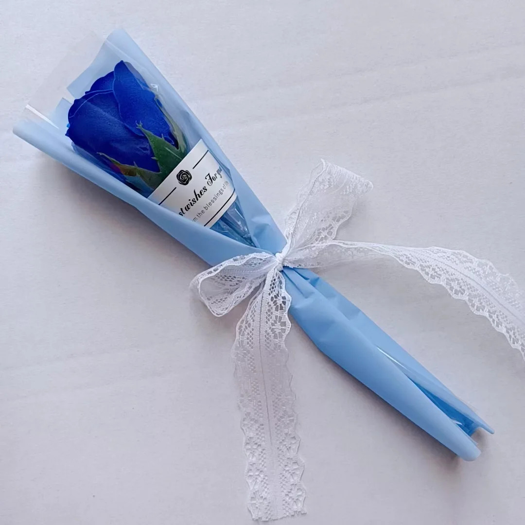 Single Soap Rose Artificial Bouquet with Plastic Packaging Scented Soap Flower f