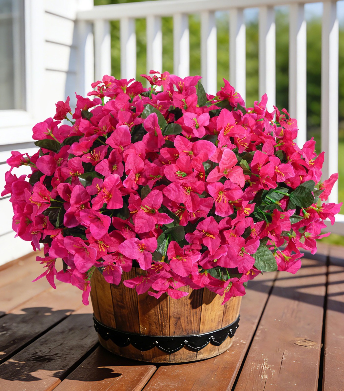 Faux Bougainvillea Artificial Flowers for Outdoors Summer Outside Decor, 4 Bu…