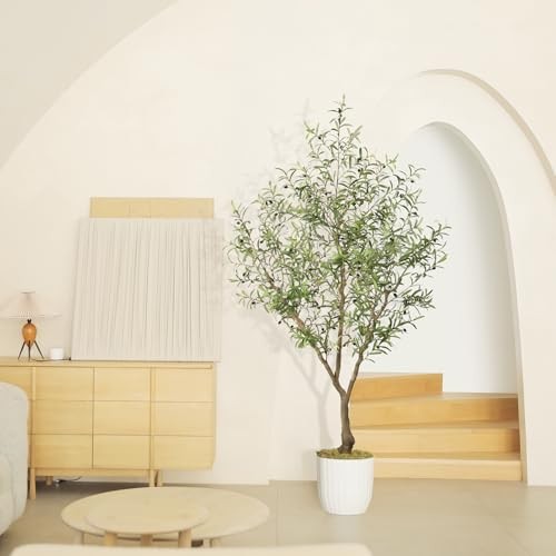 Faux Olive Tree with Thick Lifelike Branches, Realistic Leaves | Olive 7ft