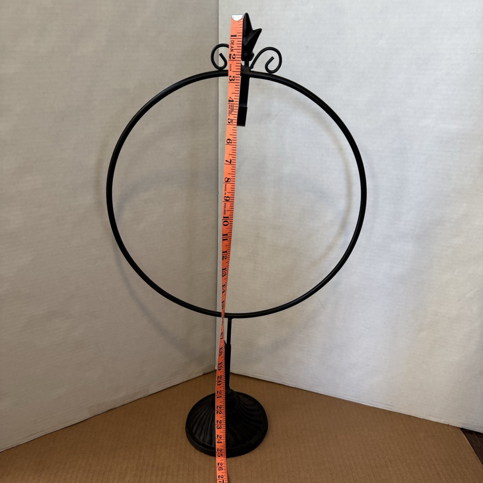 WREATH HOOK STAND Adjustable Height Free Standing Wrought Iron set of 2