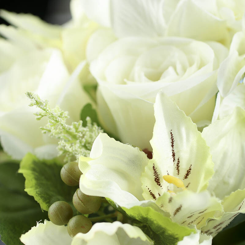 Elegant Cream Artificial Rose, Hydrangea and Alstromeria FLoral Bouquet Per