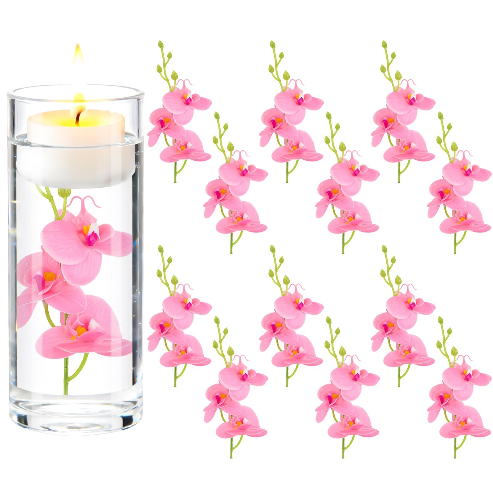 ARDUX (12 Pieces) Artificial Flowers for Floating Candles Mini Artificial Orc…