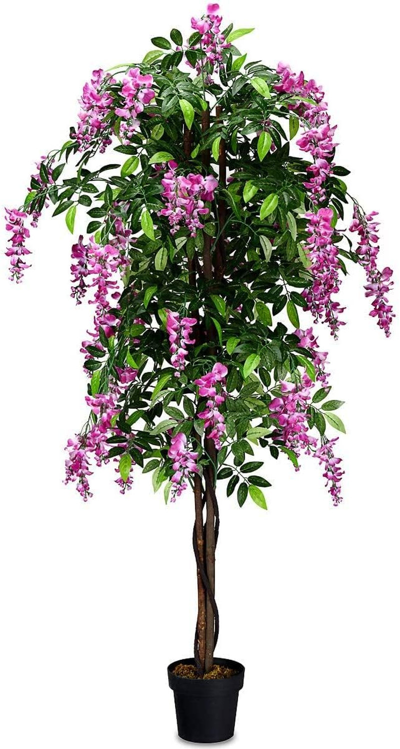 6FT Ficus Artificial Tree, Fake Wisteria Tree in Nursery Pot, Greenery Faux Floo