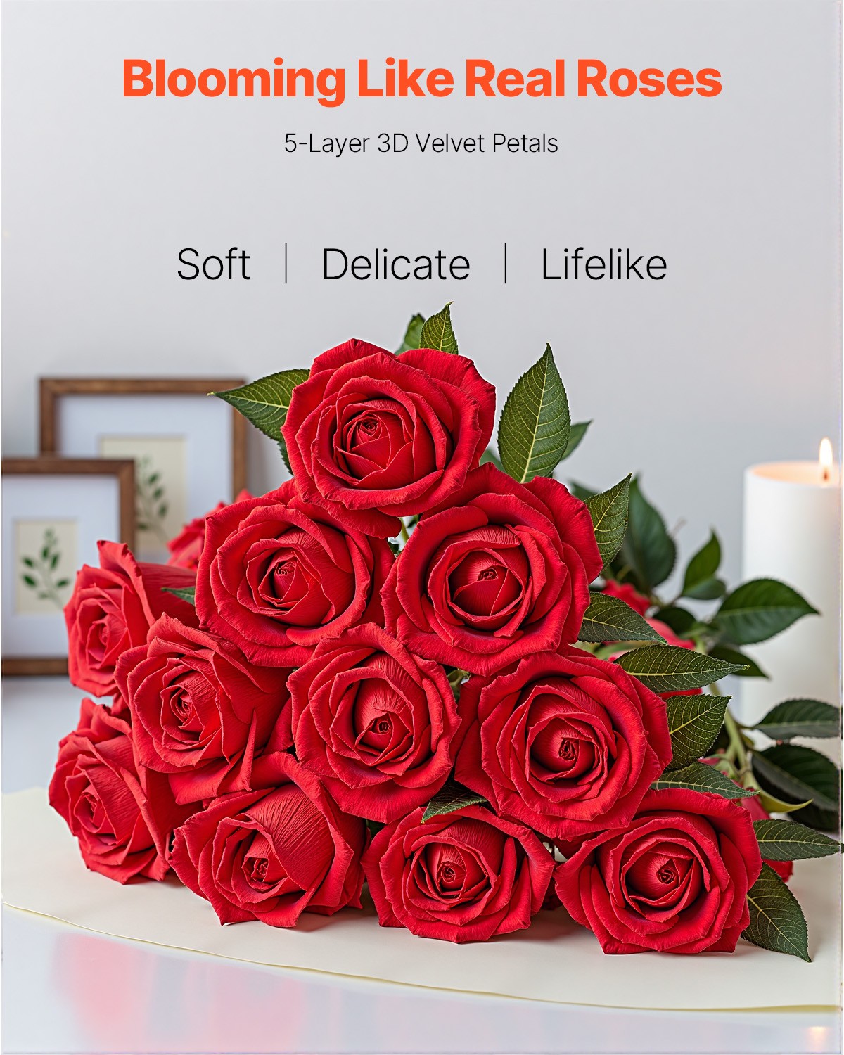 VEVOR 500 Pcs Red Roses Artificial Flowers Realistic Bouquet for Xmas Home Decor