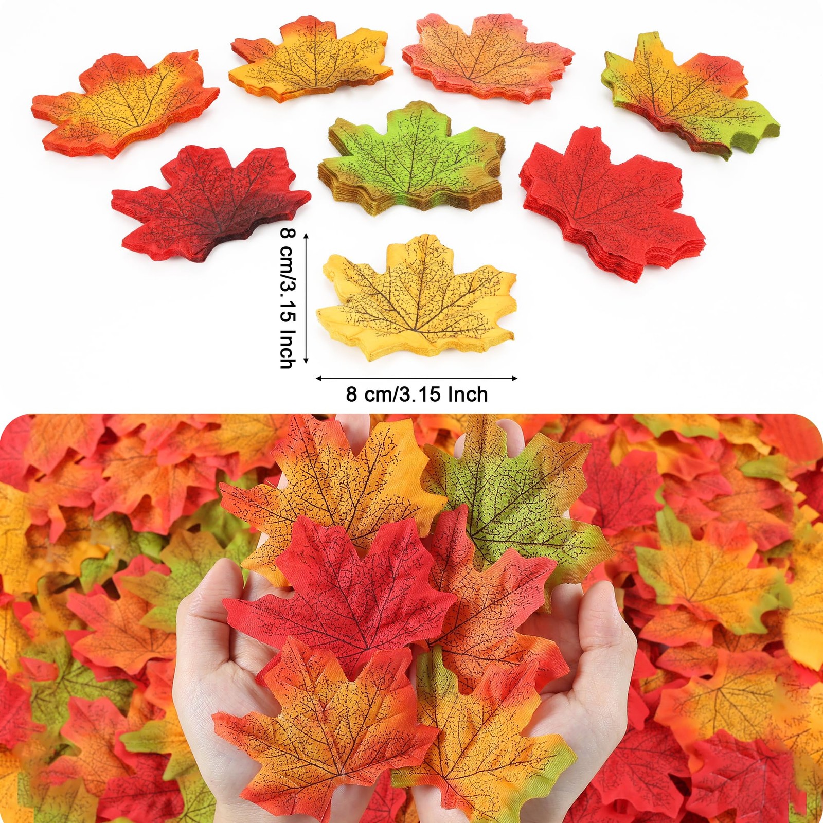 400 PCS Fall Leaves 3.15 Inch Faux Maple Autumn Decor Thanksgiving Crafts