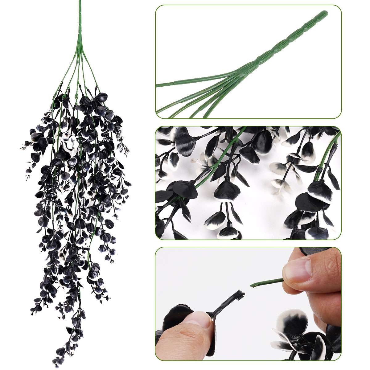 1-3Pcs Artificial Fake Hanging Basket Plants Silk Flower Vine Home Outdoor Decor