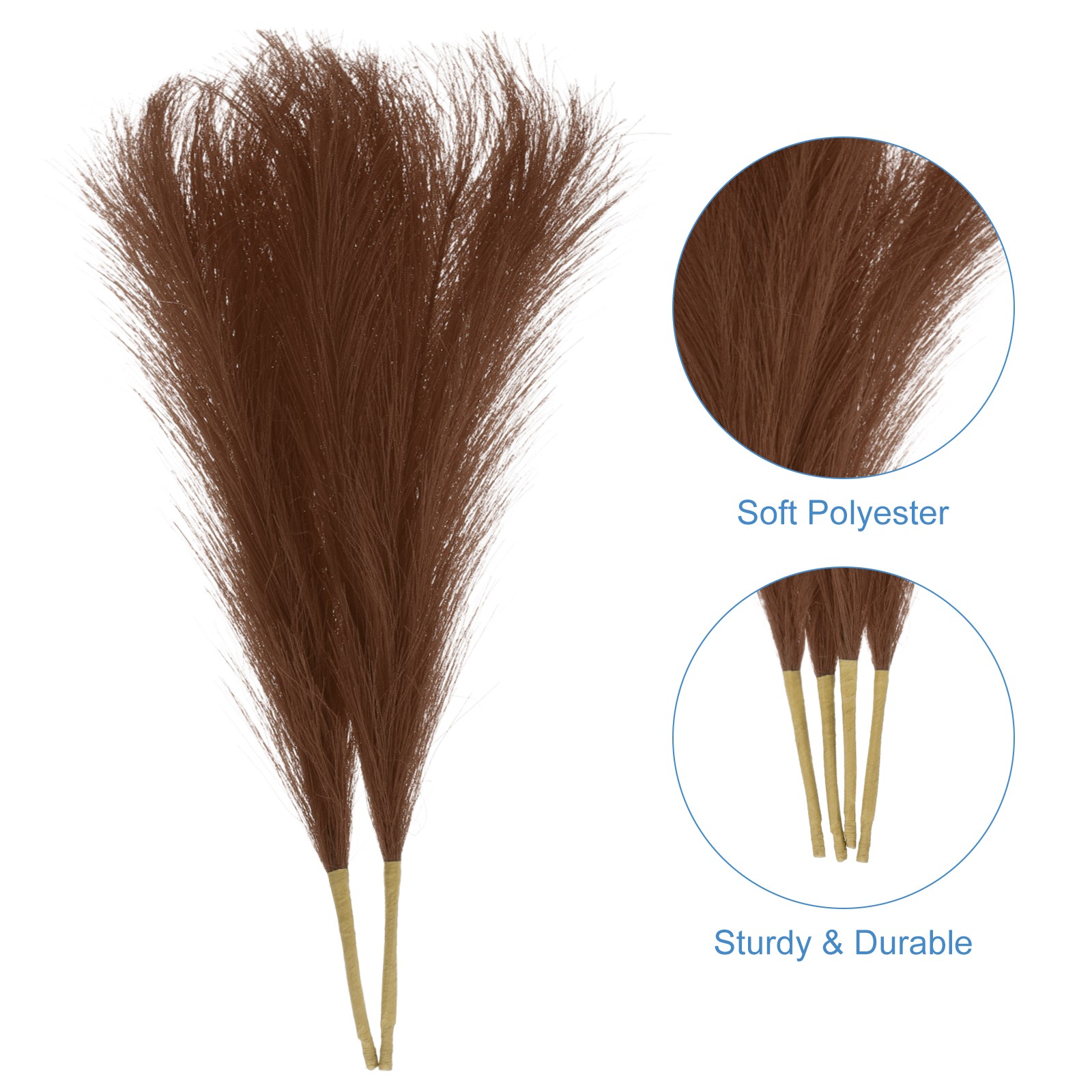 2pcs Faux Pampas Grass 17 Inch 10 Stem Artificial Grass for Decor, Brown