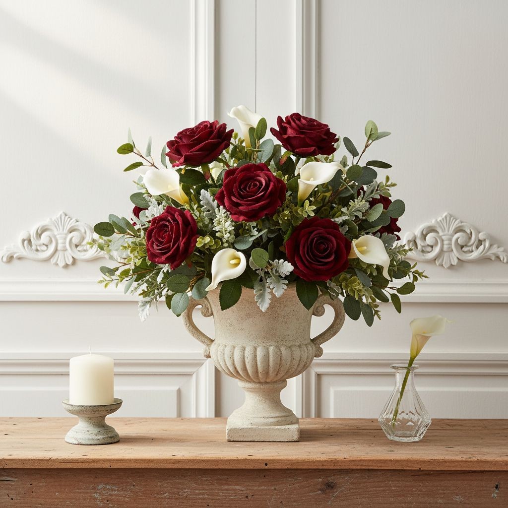 Burgundy Velvet Rose Stems Faux Roses Artificial Flowers Dark Red Roses Gothic D