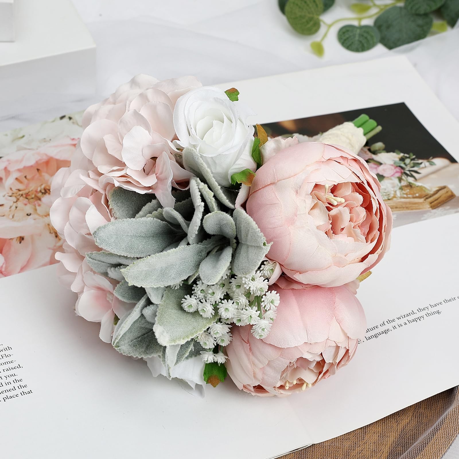 Dusty Pink Pre-Made Bridesmaids Bouquets Set of 2-7 inch Small Rustic Aritifi…