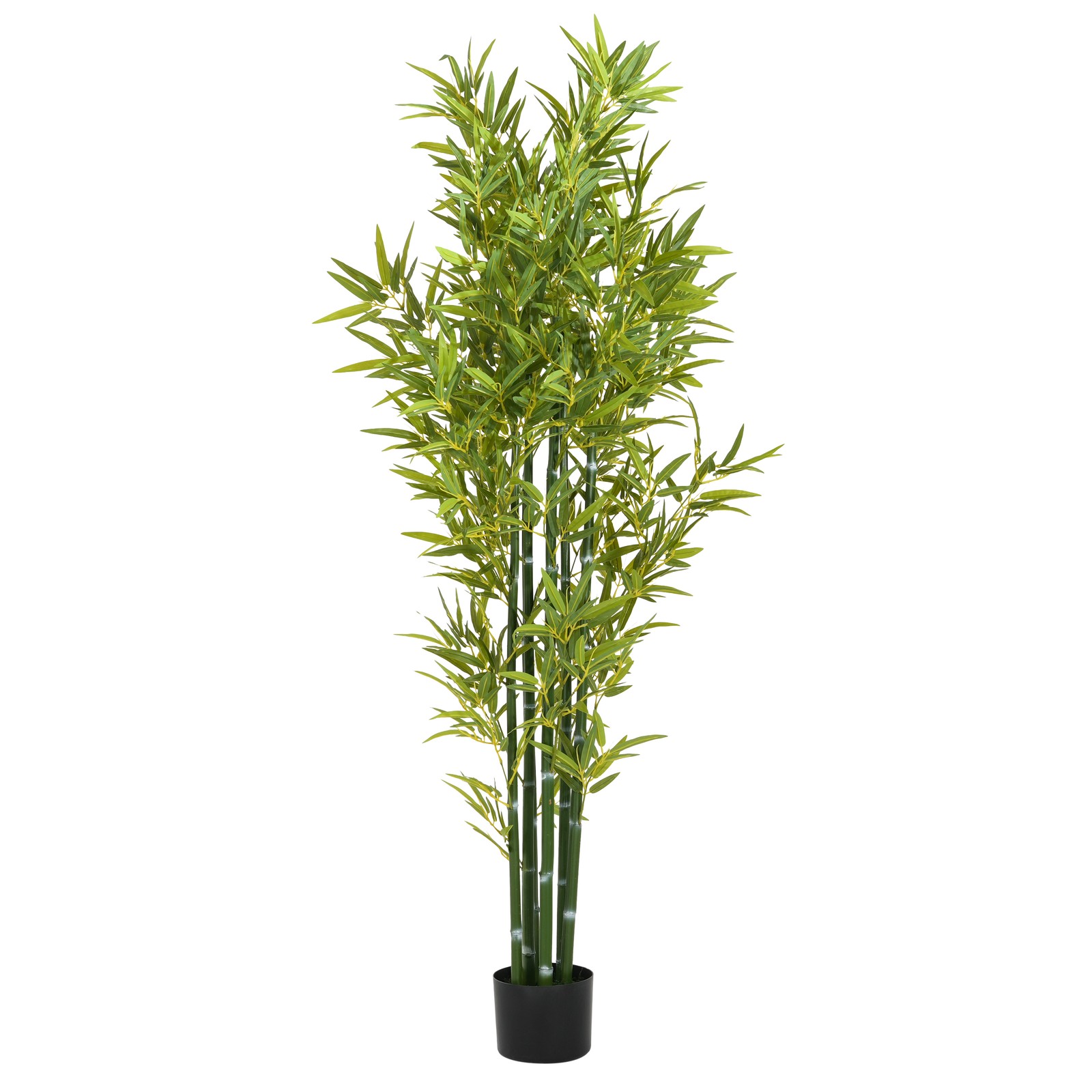 Set of 2 Artificial Bamboo Plants in Pots, Lucky Faux Greenery Decor