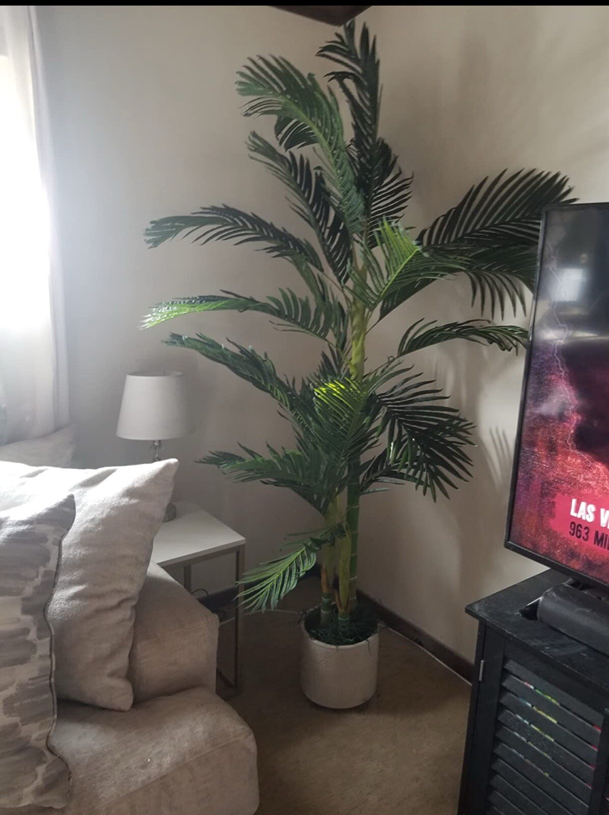 6.5′ Double Trunk Golden Cane Artificial Palm Tree Home Decor.