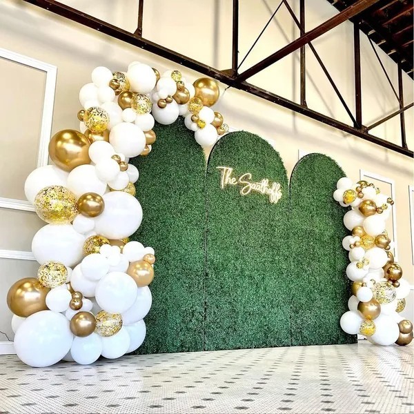 124PCS White Gold Balloon Garland Kit Arch Wedding Party Baby Shower Decor