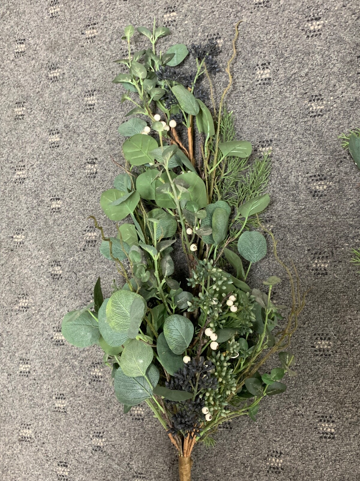 Artificial Greenery Stems 11″ Tall Faux Leafy Green Lot of 2 ~ Approx 28″ Tall