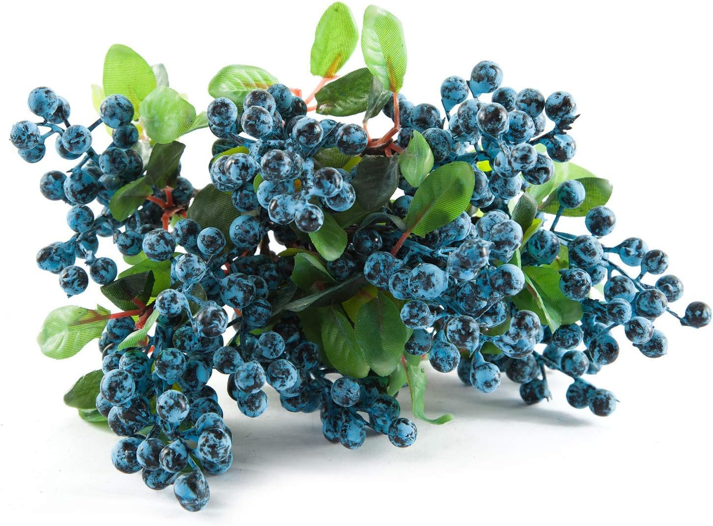 Artificial Blue Berry Stems Pack of 20 Fake Blue Berries with Green Leaves 9.8 I